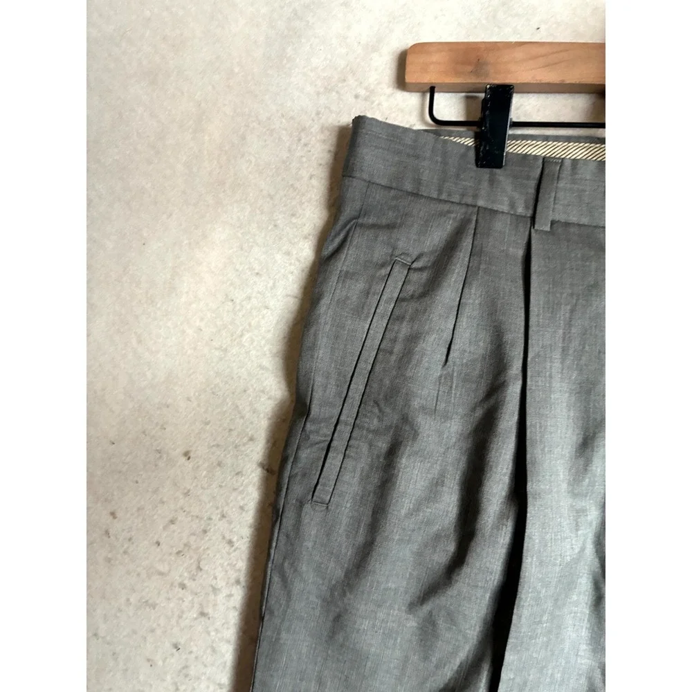 Angelico Biella Dress Pants Men 36 Gray Wool Rolled Hem Straight Business Formal